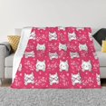 thumbnail image 3 of Throw Blanket for Couch, Rose Red Cute Smiling Cartoon Cat Super Soft Fuzzy Comfy Warm Throw Blanket, Cuteness Lightweight Cozy Plush Flannel Blanket & Throws for Sofa and Bed All Season, 3 of 5