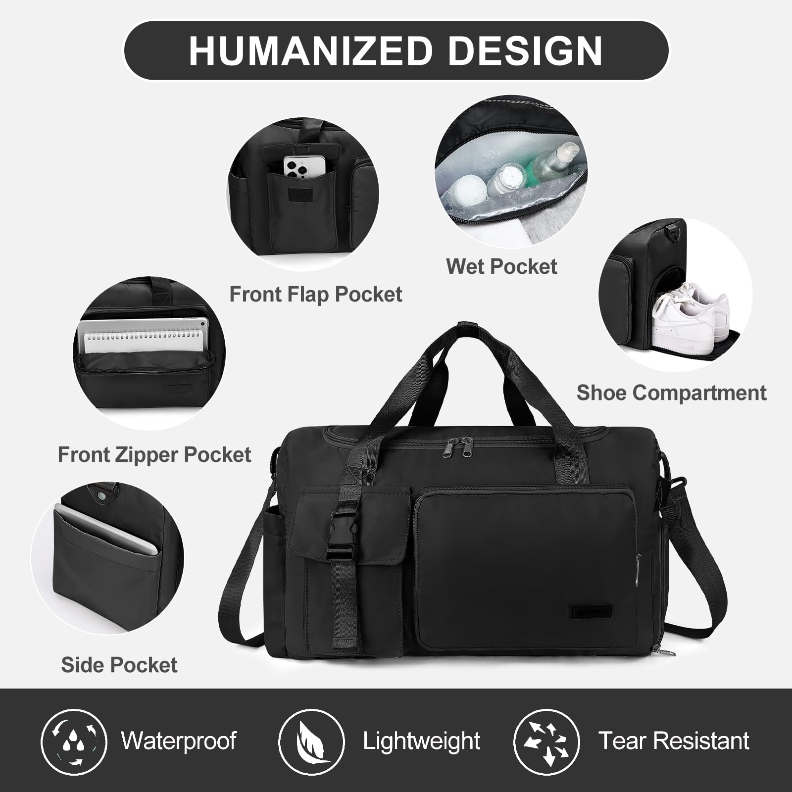 Gynky Duffel Bag 4 in 1 Travel Backpack Duffle Bag Weekender Bags for Women Gym Bag with Shoe and Wet Compartment Carry On Dance Bag