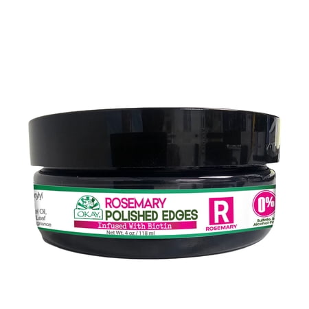 OKAY Rosemary Polished Edges Edge Control Gel with Biotin & Rosemary Oil, Strong Hold & Smooth Finish for All Hair Types, 4 oz