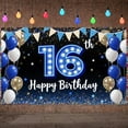 thumbnail image 5 of Blue & Gold Theme Happy 16th Birthday Banner Number Sweet 16 Display Balloon Decor Star Pattern 16th Birthday Backdrop for 16th Birthday Party Teen Celebration Photo Backdrop, 5 of 9