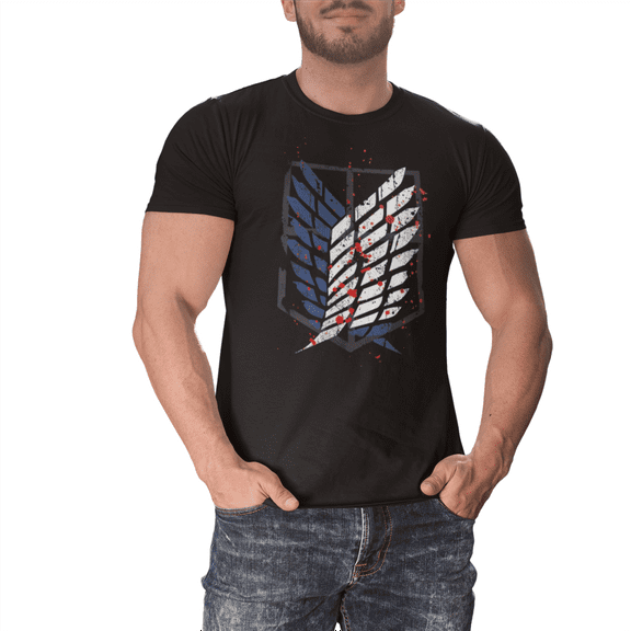 Attack on Titan Survey Corps Bloody Insignia T-shirt Designed by Impressive Inks