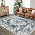 thumbnail image 2 of Haperlare Vintage Distressed Rugs for Kitchen Dining Room Washable Stain-Resistant Area Rugs with Non Slip Backing,5'x7',Blue, 2 of 7