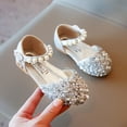 thumbnail image 3 of IUJSOY Girls Dress Shoe Toddler Little Big Girls Flat Sequin Closed Toe Shoes with Pearl Ankle Strap, 3 of 5