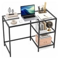 thumbnail image 7 of 42" Modern Home Office Desk with 2 Open Shelves and Metal Frame, Computer Desk Laptop PC Work Table, Black, 7 of 7