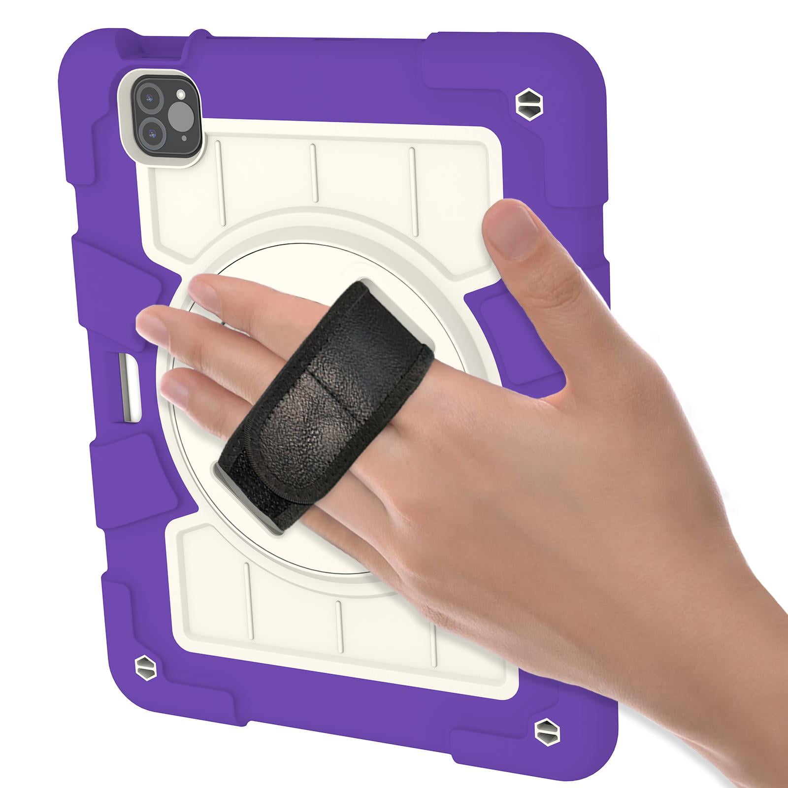 Shockproof Case for Apple iPad Air 11 Inch M4 M3 M2 2026/2025/2024, with Pencil Holder iKids Friendly Hand Strap Shoulder Strap Kickstand Anti-Scratch Case Cover for iPad Air 11",Purple