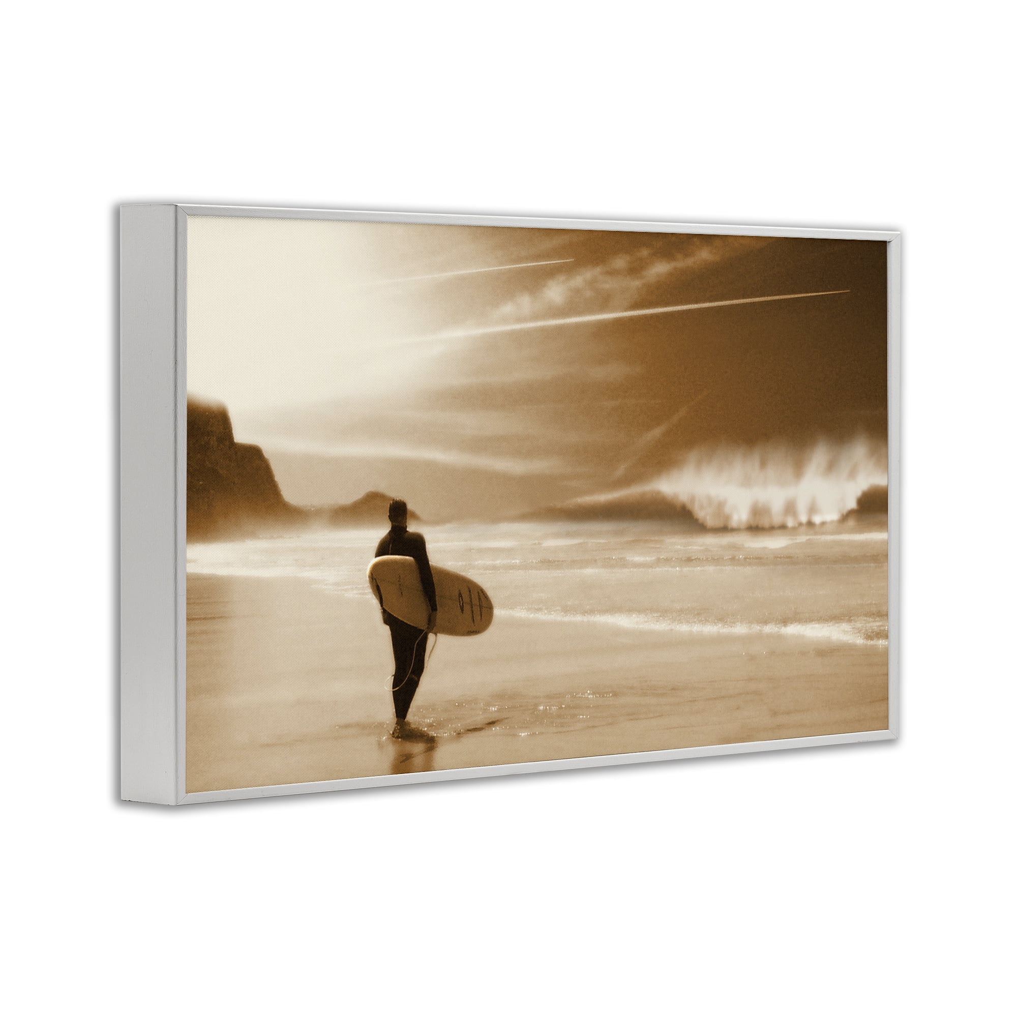 Stupell Industries Out Of The Sun Surfer Coastal Photography White Framed Art Print Wall Art, 18 x 12