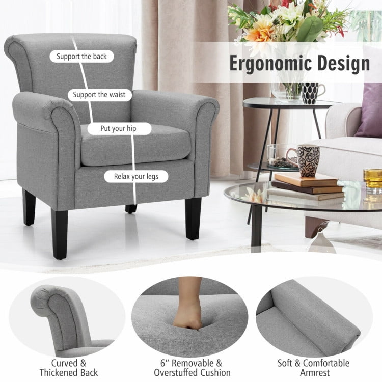 Finihen Accent Armchair, Upholstered Fabric Accent Chair with Adjustable Foot Pads, for Living Room, Bedroom, Light Gray Finihen Accent Armchair, Upholstered Fabric Accent Chair with Adjustable Foot Pads, for Living Room, Bedroom, Light Gray