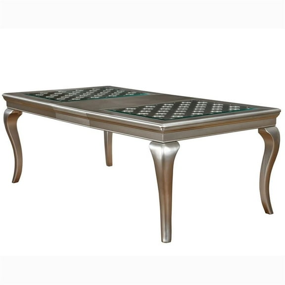 Pemberly Row Modern Wood Extendable Dining Table in Gold Champagne