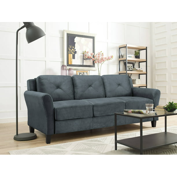 Lifestyle Solutions Taryn Rolled Arm Fabric Sofa, Dark ...