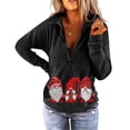 thumbnail image 1 of Awdenio Chandail en Molleton à Manches Longues pour Femmes, Col en V, Fermeture Éclair, Imprimé de Noël, Blouse Décontractée, 1 of 6