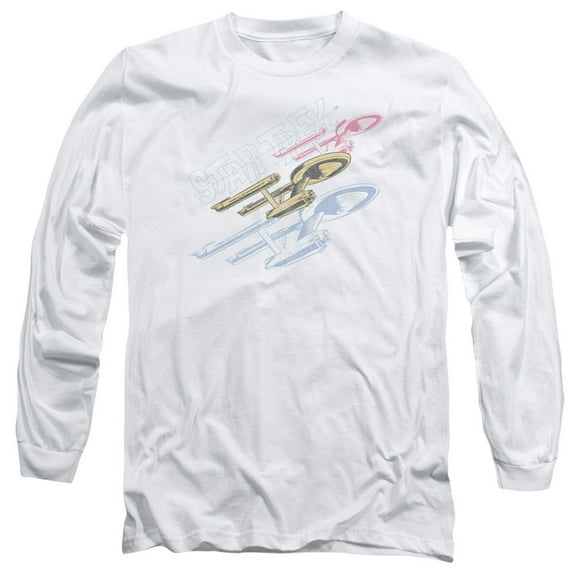 Star Trek Retro Tri Enterprise Long Sleeve Adult 18/1 T-Shirt White