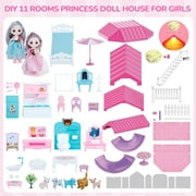 Carsky 36 inch Dollhouse Playset Girl Toys, 11 Rooms with Doll Toy Figures Toddler Playhouse Christmas Birthday Gifts for 3 4 5 6 7 Year Old Girls