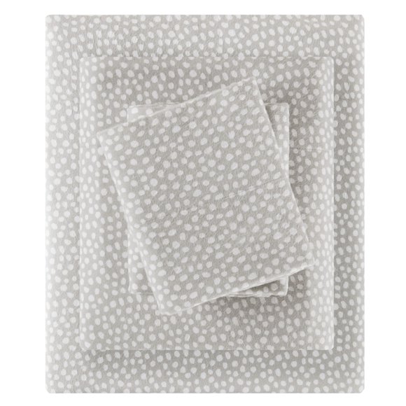 True North by Sleep Philosophy Flannel Sheets Queen Size, Cozy 100% Cotton Flannel Bed Sheets, Ultra Soft Cute Sheet Set, Novelty Print Themed Cold Weather Warm Bedding Set, Grey