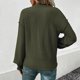 thumbnail image 5 of Suéter de cuello redondo para mujer, informal, de moda, de manga larga, cuello redondo, color liso, tejido con mangas farol, blusa para mujer, 5 of 5
