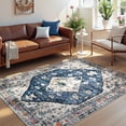 thumbnail image 3 of Lahome Decor 3'x5' Area Rug for Living Room,Machine Washable Non Slip Inside Floor Mat,Vintage Rug,Low Pile Lightweight Vintage Rug for Bedroom Dining Room Office Farmhouse,Blue, 3 of 9