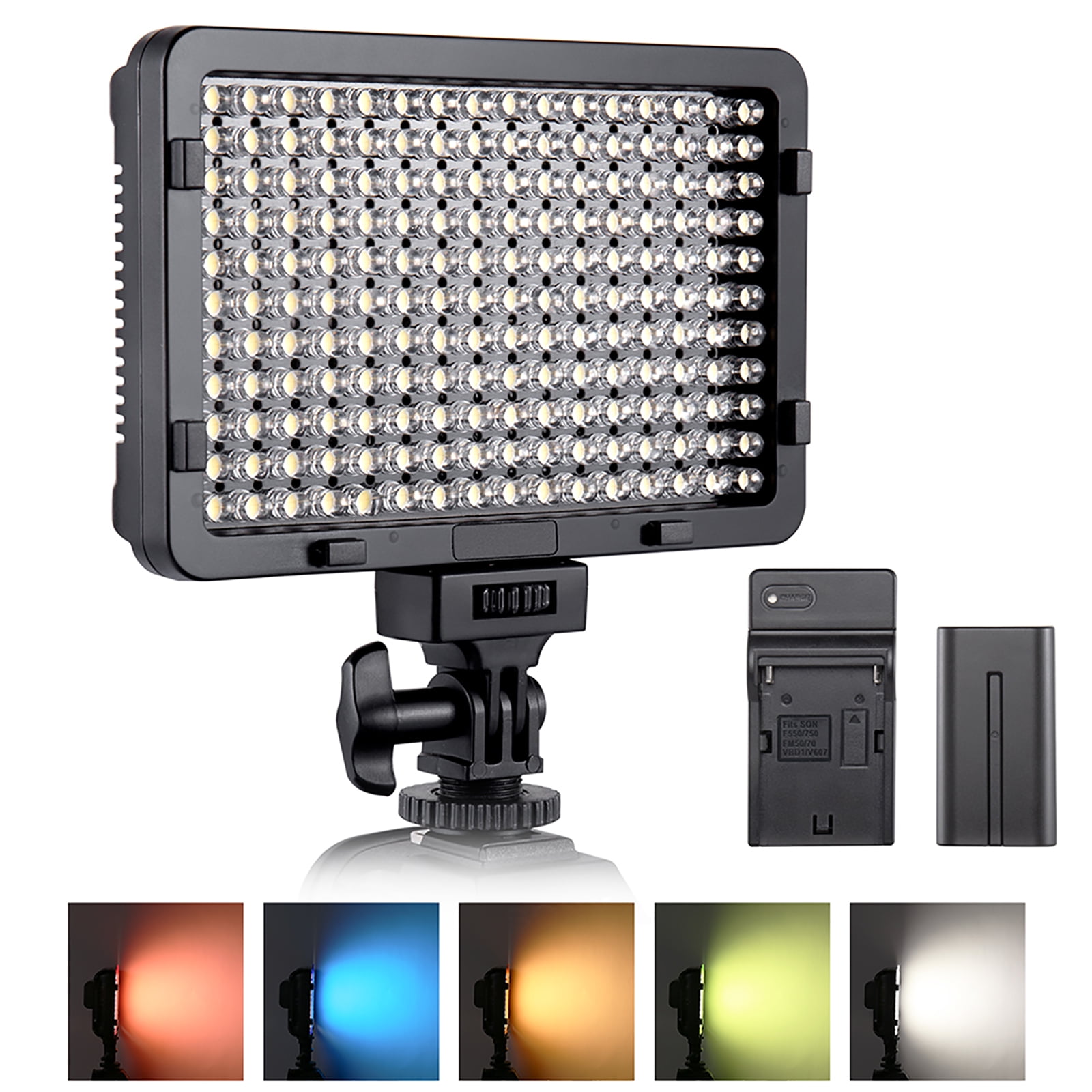 thespian Sorg Beskrivelse ESDDI LED Video Light, 176 LED Ultra Bright Dimmable CRI 95+ Camera Light  with Battery Set and 5 Color Filters for DSLR Cameras and stands -  Walmart.com