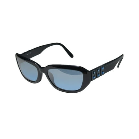 - New Daniel Swarovski S593 Womens/Ladies Designer Full-Rim Mirrored Dark Blue Famous Jewelry Designer Hot Shades Sunnies Frame Mirrored Gradient Blue Lenses Rhinestones Sunglasses/Shades