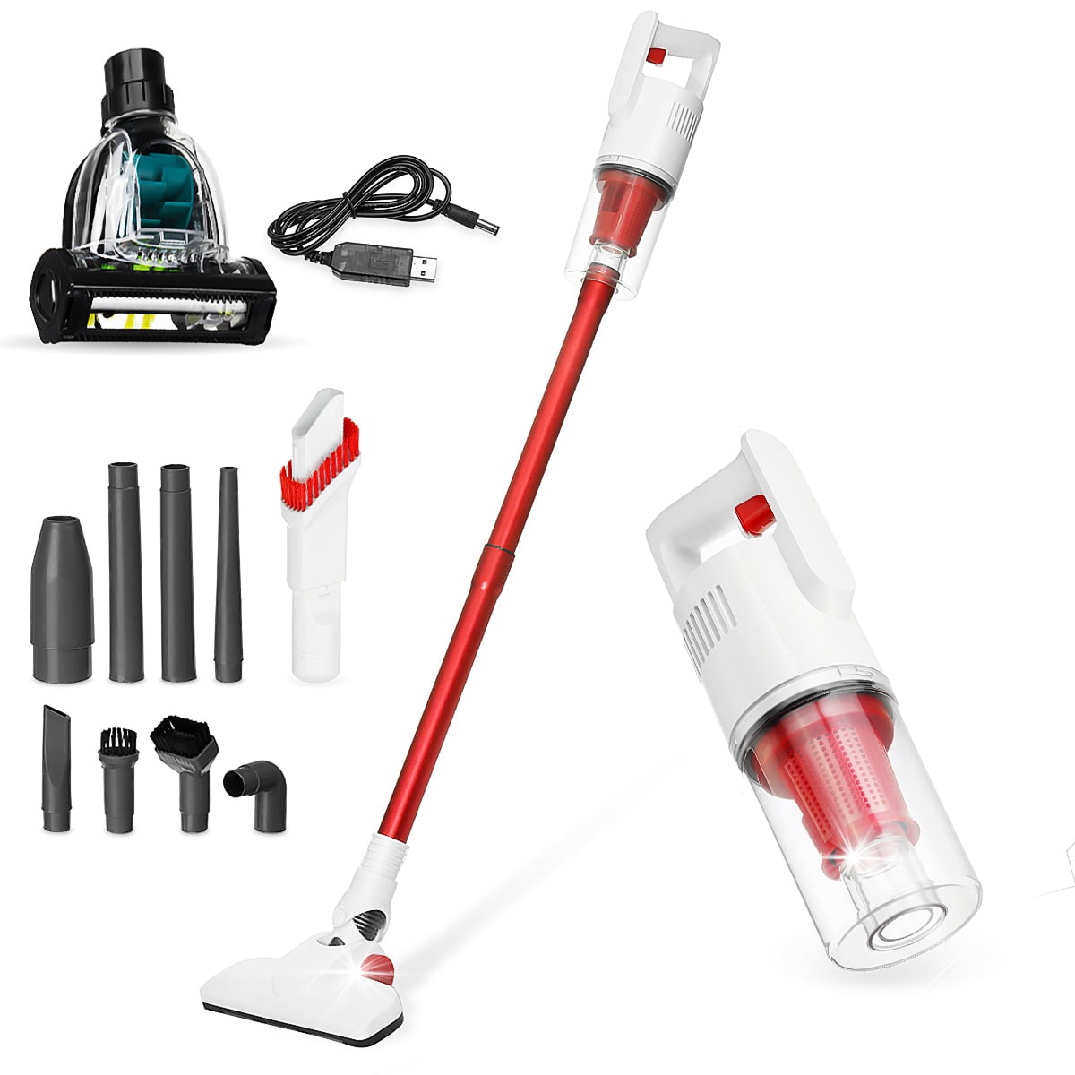 Smorebuy Cordless Vacuum Cleaner, 120W Power Strong Suction LED Powered Brushes Cordless Stick