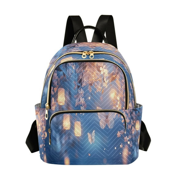 Casual Butterfly Among Glowing Lights Backpack for School,College and Travel, Water Resistant Bookbag,
