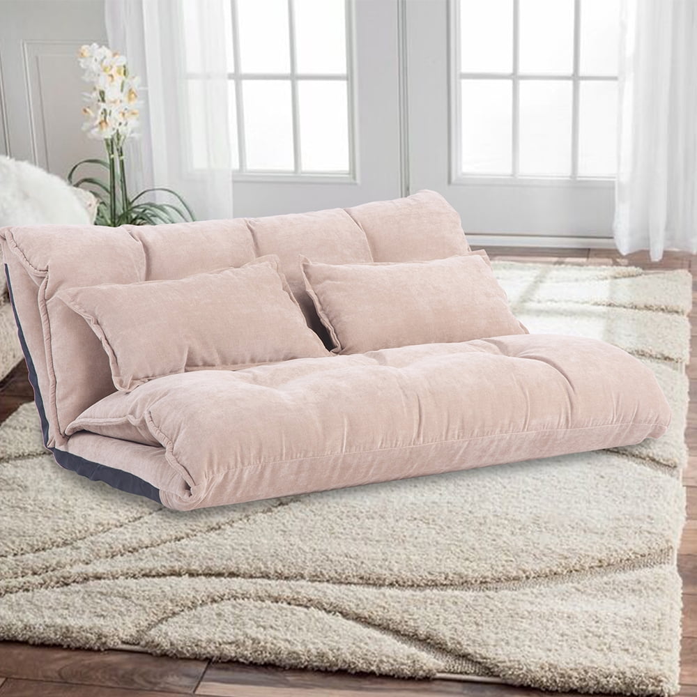 Kepooman Modern Adjustable Foldable Sofa Bed with Two Pillows, Beige Kepooman Modern Adjustable Foldable Sofa Bed with Two Pillows, Beige