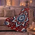 thumbnail image 6 of Red Blue Paisley Mandala Pattern, Cozy Botanical Garden Scene, Warm Flannel Blanket for Sunroom and Reading Nook, Garden Lovers Thanksgiving Gift, Artistic Home Decor, 6 of 9