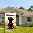thumbnail image 2 of AMHNF Welcome Black Dog with Orange Flowers Linen Garden Flag for Spring Summer Home Outdoor Garden Yard Door Decor 12x18 inch, 2 of 5