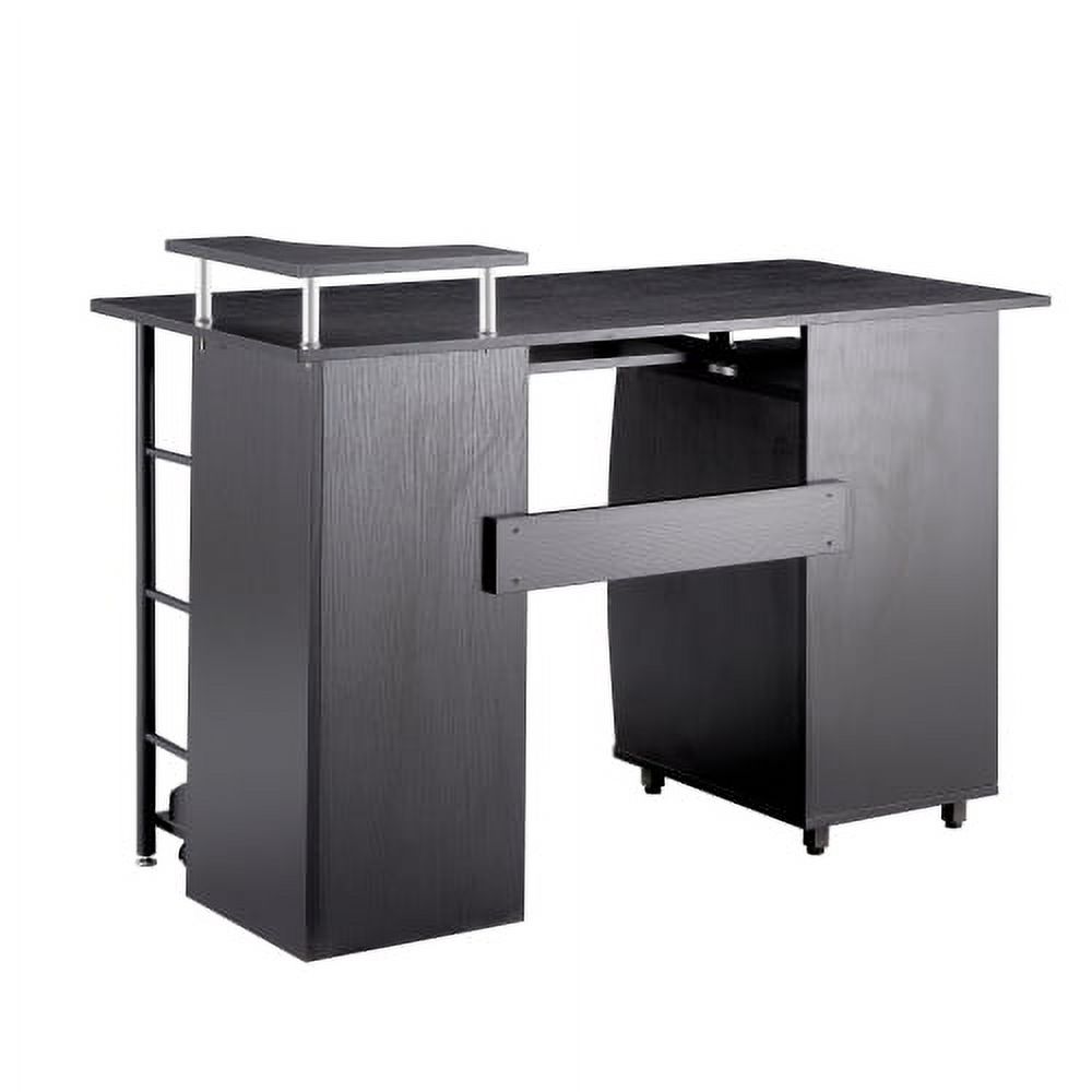 Aukfa Solid Wood Computer Desk,Office Table With Pc Droller,Storage Shelves And File Cabinet,Two Drawers,Cpu Tray,A Shelf Used For Planting,Single,Black - image 4 of 9