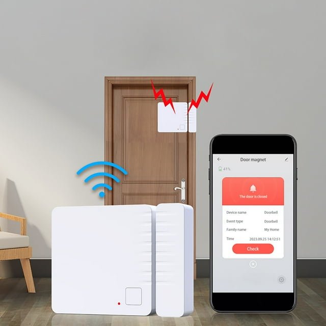 Suncoda Électronique Grand Public, Sonnette Intelligente Alarme Magnétique Multi-Fonction Rappel Ouverture et Fermeture Mode Sonnette WiFi Application Synchronisation du Statut