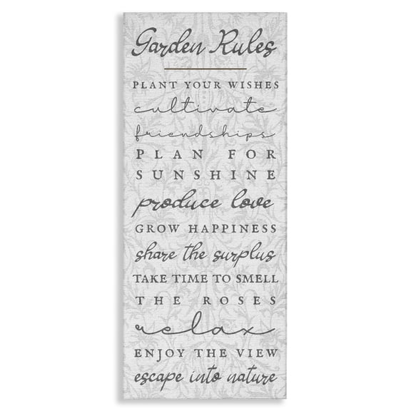 Stupell Industries French Country Garden Rules on Floral Pattern Canvas Art, 10 x 24, by Lil' Rue