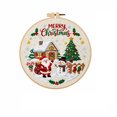 thumbnail image 3 of Christmas Beginners Embroidery Kit for adults , DIY Cross Stitch Set with Pre-Printed Fabric Hoop Floss Needles, christmas crafts, E, 3 of 4