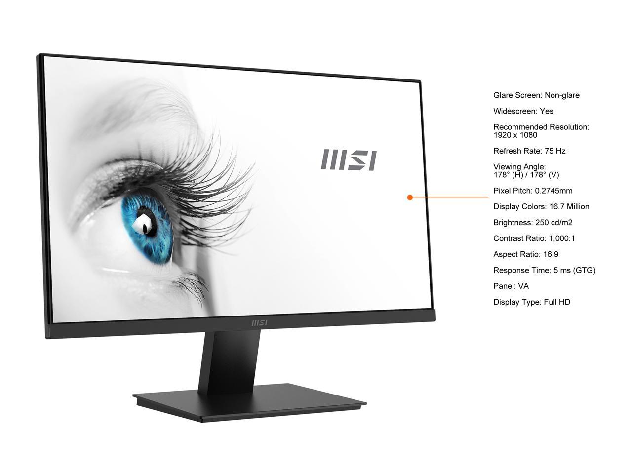 MSI Pro 24 inch Full HD LCD Monitor - 16:9 - MP241X - Black (New) - image 5 of 5