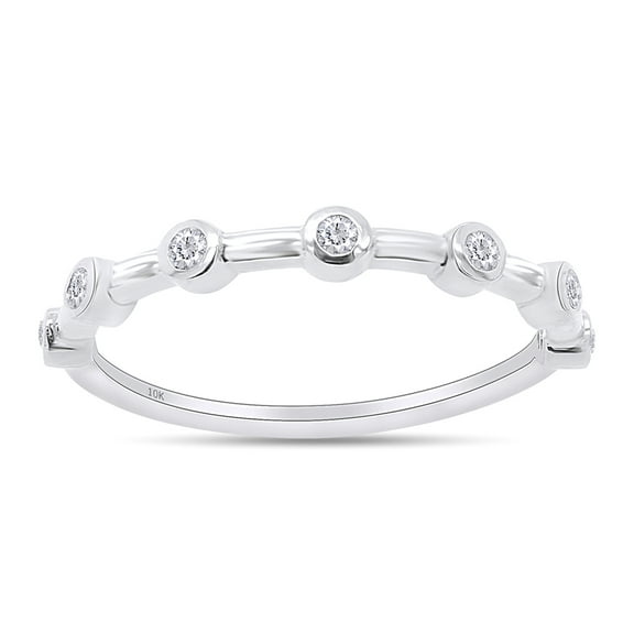 1/10 Carat Round Cut Lab Grown Diamond Half Eternity Seven Stone Engagement Wedding Band Ring In 10k White Gold(G-H Color,SI1-SI2 Clarity,0.10 Cttw)-5