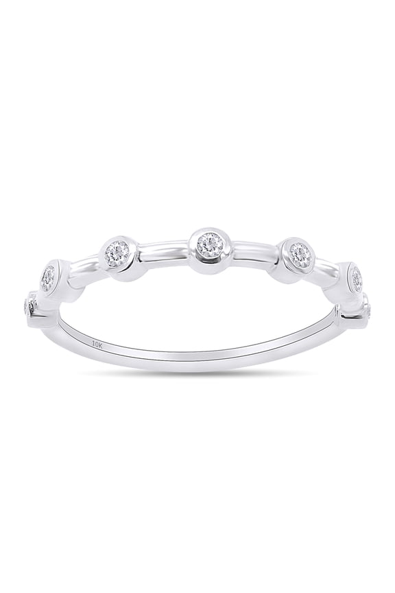 1/10 Carat Round Cut Lab Grown Diamond Half Eternity Seven Stone Engagement Wedding Band Ring In 10k White Gold(G-H Color,SI1-SI2 Clarity,0.10 Cttw)-6