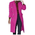 thumbnail image 3 of MRULIC coat for women Women's Wool Thin Coat Trench Jacket Ladies Slim Long Overcoat Outwear Women's Jackets Coats Hot Pink + M, 3 of 9