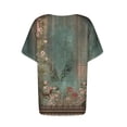 thumbnail image 4 of ICHUANYI Clearance Women Summer Casual Short Sleeve T-Shirt Button Round Neck Pullover Blouse Tops(Army Green, L) ICHUANYI WER2023080801451, 4 of 6