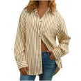 thumbnail image 3 of biudgviw Button Down Shirts for Women Long Sleeve Oversized Blouse Striped Casual Collared Tunic Tops with Pocket for Work Office, 3 of 5