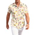 thumbnail image 2 of Hawaiian Shirts for Men Summer Big and Tall Tropical Print Mens Button Down Short Sleeve Shirt Trendy Holiday Beach T Shirts Yellow 4XL, 2 of 6