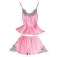 thumbnail image 3 of Biekopu Women Summer Pajama Set, Lace Patchwork Sleeveless V-neck Camisole with Shorts Sleepwear, 3 of 9
