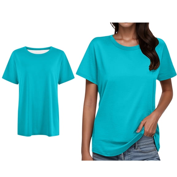 Women T Shirts Short Sleeves Crew Neck Basic Tee Shirt Spring Clothes Women Clothing