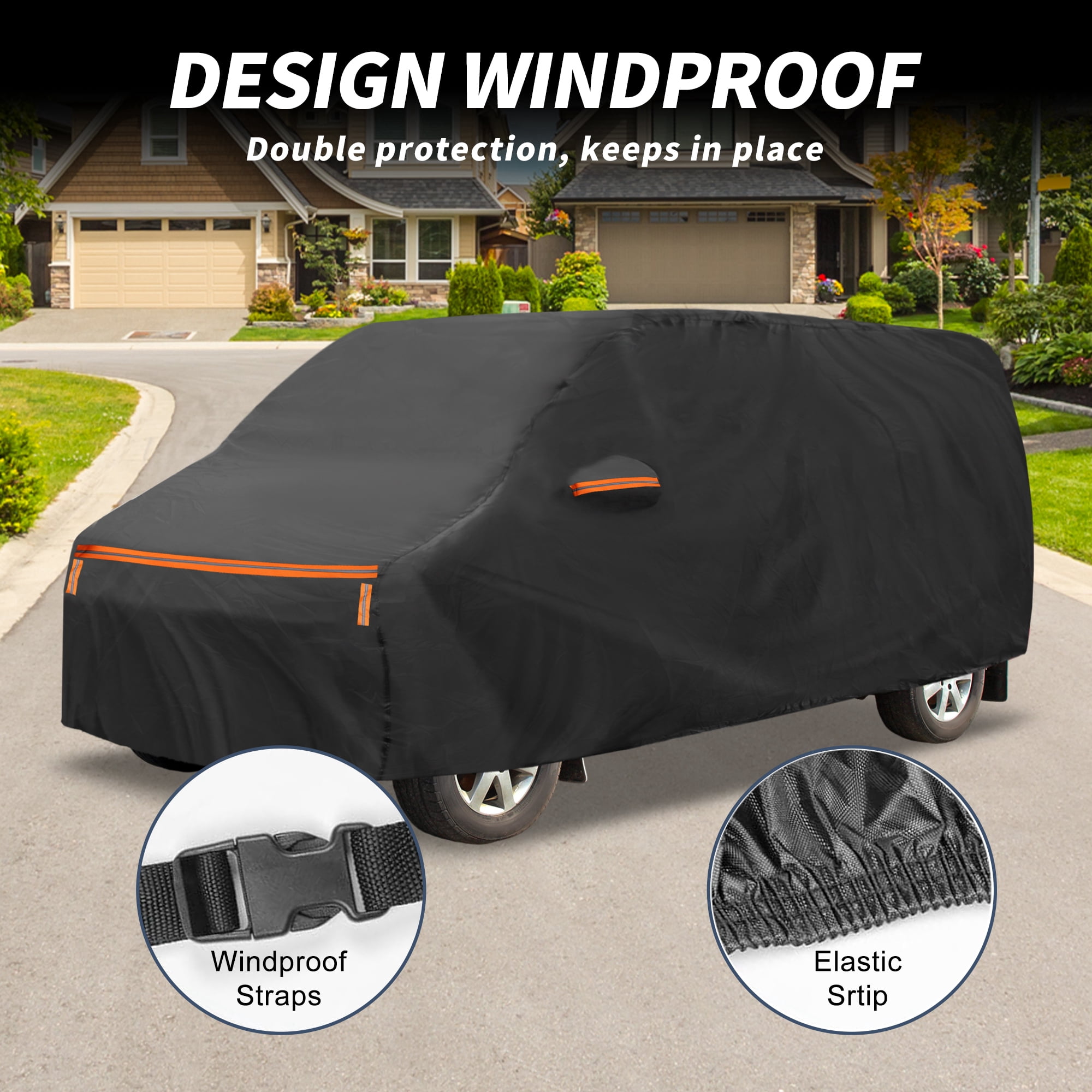 Unique Bargains Waterproof Protection with Right Zipper Car Cover for Toyota Noah Black