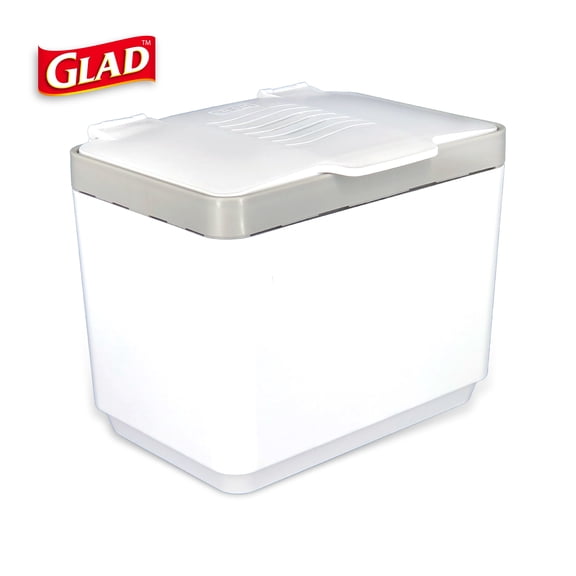 Glad Kitchen Compost Trash Can, 1.5 Gallon Plastic Garbage Bin, White