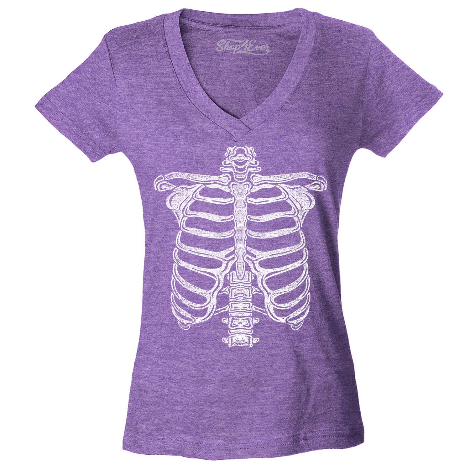 Ribcage V-neck Shirts T shirts for Women  Skeleton Women/'s Halloween Party