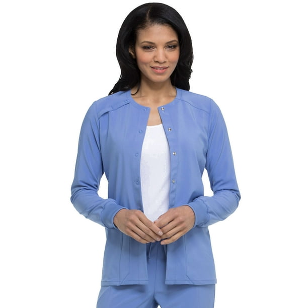 Dickies Dickies EDS Essentials Scrubs Warm Up Jacket for Women Snap Front Plus Size DK305, 3XL