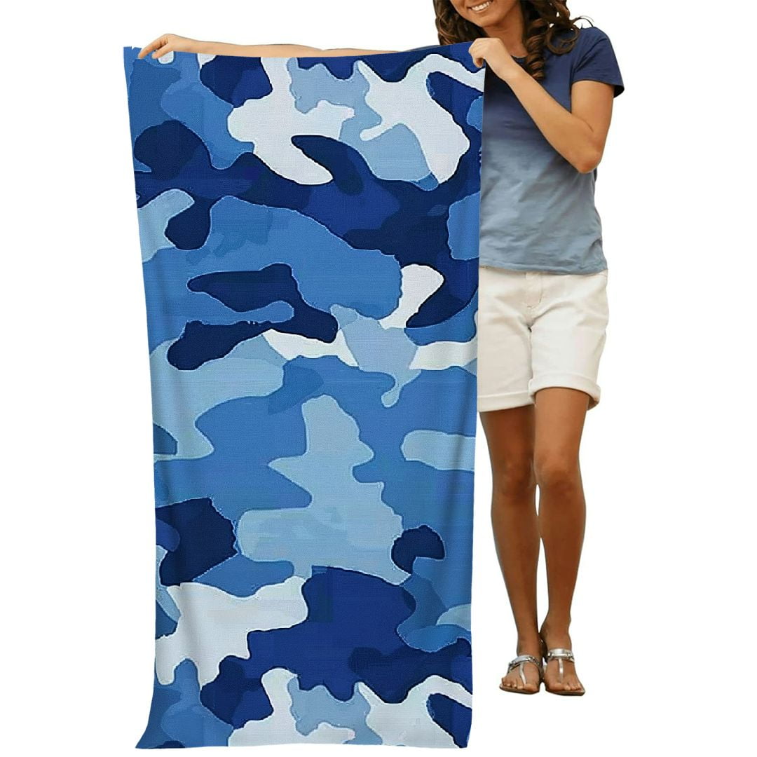 PHYHOO  Camo Beach Towel for Adults Kids Microfiber Lightweight Swimming Pool Towels Quick Dry Absorbent Sand Free Large Oversized Bath Towel 30x60in