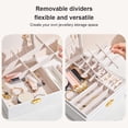 thumbnail image 2 of Jewelry Display Organizer Large Capacity Storage Box Rings Leather Holder for Home Travel Square Shaped Multifunction Case Dark Green, 2 of 8