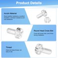 thumbnail image 2 of Uxcell Kit de Tornillos y Tuercas Hexagonales Transparentes Claros de 30 Piezas, Tornillos de Cabeza Redonda de Acrílico Plástico M3x6mm con Ranura Cruzada, 2 of 7