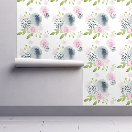 Wallpaper Roll Floral Flowers Leaves Watercolor Nursery Girls 24in x