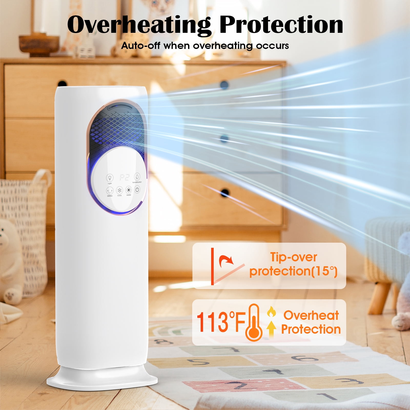 Advwin 4-in-1 Portable Air Conditioner & Space Heater Combo with Humidifier, Evaporative Cooler & Tower Fan for Home, Remote, 1 Gal Water Tank, 2 Ice Packs, Timer (White)