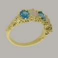 thumbnail image 4 of LBG British Made 10k Yellow Gold Natural Blue Topaz & Opal Womens Eternity Ring - 33 size options - Size 5, 4 of 8