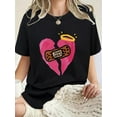 thumbnail image 1 of T-Shirt Graphique Décontracté Cœur & Croix pour Femmes, Manches Courtes, Col Rond avec Imprimé "Jesus Heals", Parfait pour Printemps/été, T-Shirts pour Adultes, Hommes, Femmes, Adolescents, Adolescents, 1 of 8